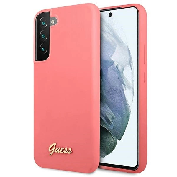 Guess GUHCS22MLSLMGFU S22+ S906 fuchsia/fuchsia hardcase Silicone Script Metal Logo_0