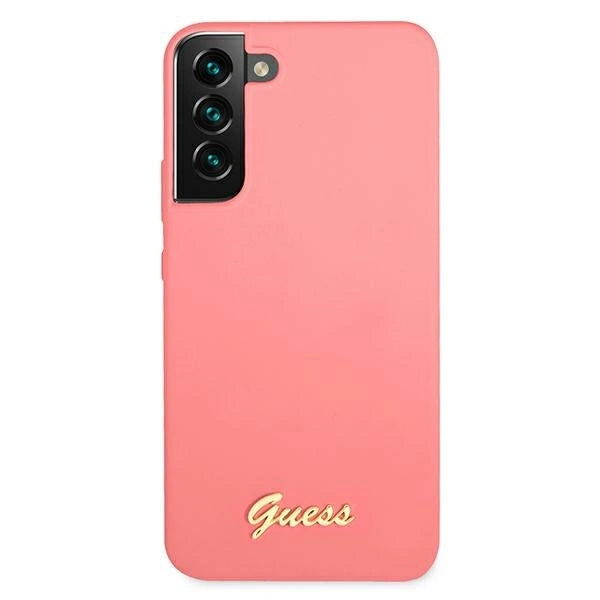Guess GUHCS22MLSLMGFU S22+ S906 fuchsia/fuchsia hardcase Silicone Script Metal Logo_2