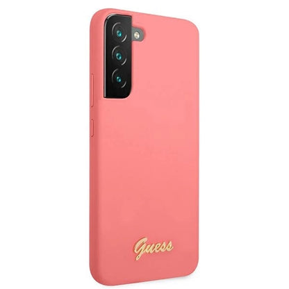 Guess GUHCS22MLSLMGFU S22+ S906 fuchsia/fuchsia hardcase Silicone Script Metal Logo_3