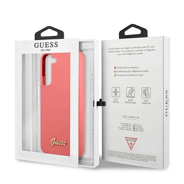Guess GUHCS22MLSLMGFU S22+ S906 fuchsia/fuchsia hardcase Silicone Script Metal Logo_7