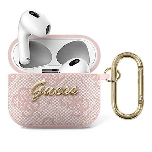 Guess GUA34GSMP AirPods 3 cover różowy/pink 4G Script Metal Collection_0