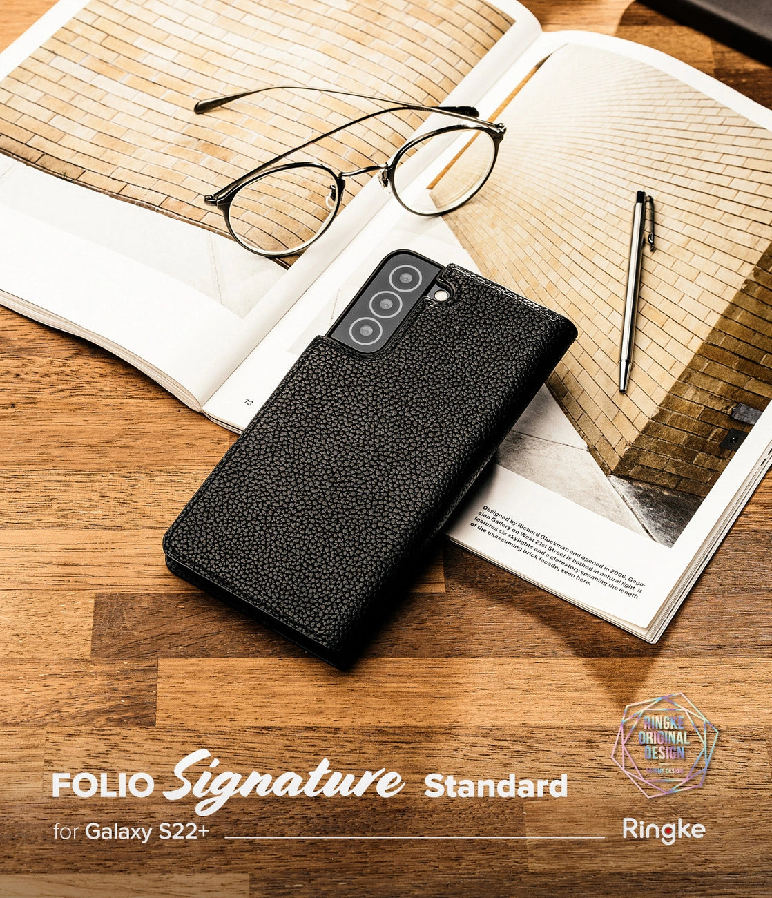 Ringke Folio Signature Flip Leather Case for Samsung Galaxy S22 + (S22 Plus) Black (FSS118R262)_2
