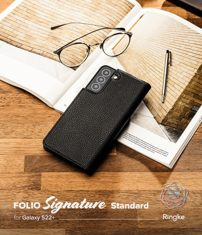Ringke Folio Signature Flip Leather Case for Samsung Galaxy S22 + (S22 Plus) Black (FSS118R262)_2