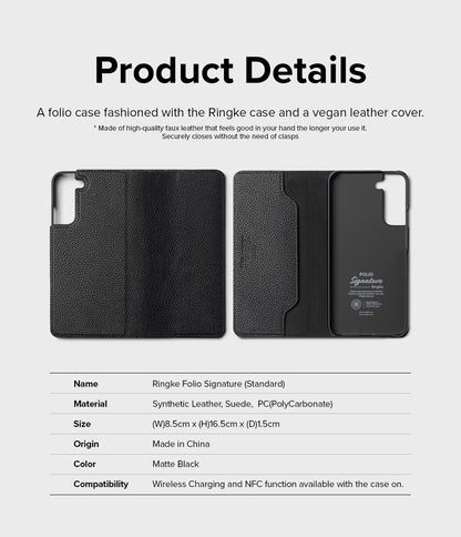 Ringke Folio Signature Flip Leather Case for Samsung Galaxy S22 + (S22 Plus) Black (FSS118R262)_3