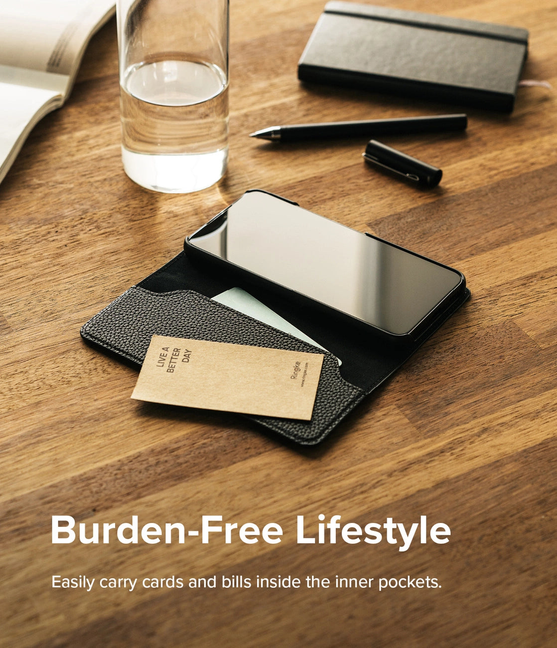 Ringke Folio Signature Flip Leather Case for Samsung Galaxy S22 + (S22 Plus) Black (FSS118R262)_8