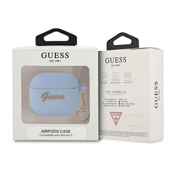 Guess GUA3LSCHSB AirPods 3 cover blue/blue Silicone Charm Heart Collection_2