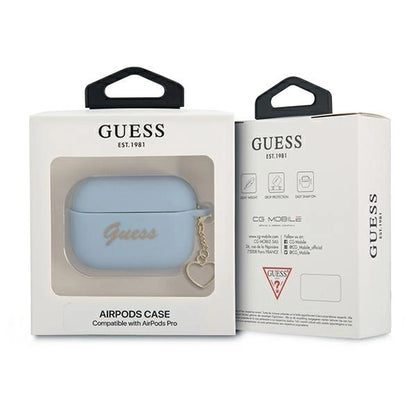 Guess GUAPLSCHSB AirPods Pro cover blue/blue Silicone Charm Heart Collection_2
