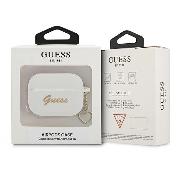 Guess GUAPLSCHSH AirPods Pro cover white/white Silicone Charm Heart Collection_2