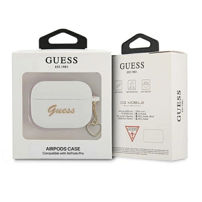Guess GUAPLSCHSH AirPods Pro cover white/white Silicone Charm Heart Collection_2