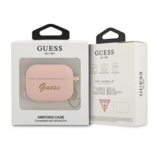 Guess GUAPLSCHSP AirPods Pro cover pink/pink Silicone Charm Heart Collection_2