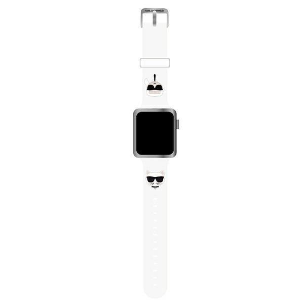 Karl Lagerfeld Pasek KLAWLSLCKW Apple Watch 42/44/45mm biały/white strap Silicone Karl & Choupette Heads_0