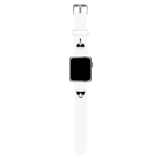 Karl Lagerfeld Pasek KLAWLSLCKW Apple Watch 42/44/45mm biały/white strap Silicone Karl & Choupette Heads_0