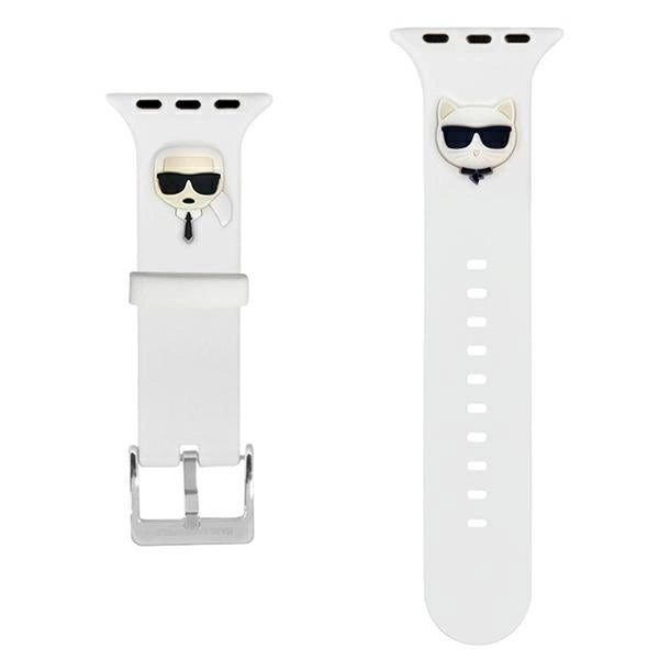 Karl Lagerfeld Pasek KLAWLSLCKW Apple Watch 42/44/45mm biały/white strap Silicone Karl & Choupette Heads_1