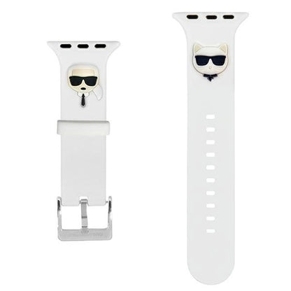 Karl Lagerfeld Pasek KLAWLSLCKW Apple Watch 42/44/45mm biały/white strap Silicone Karl & Choupette Heads_1