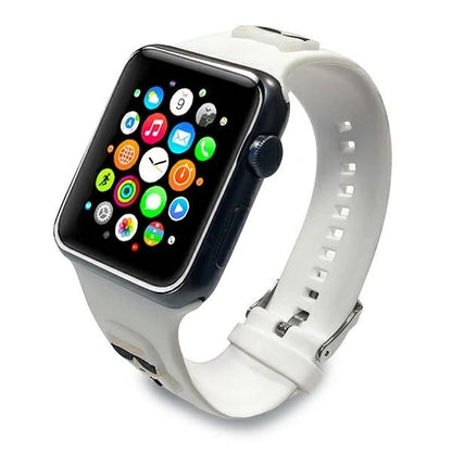 Karl Lagerfeld Pasek KLAWLSLCKW Apple Watch 42/44/45mm biały/white strap Silicone Karl & Choupette Heads_2