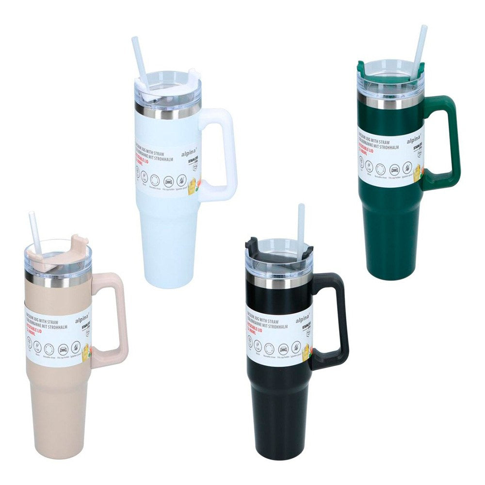 Caneca tÃ©rmica com palhinha reutilizÃ¡vel, 900 ml, cores sortidas_0