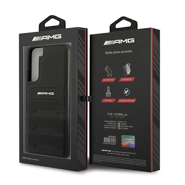 AMG AMHCS22MGSEBK S22+ S906 czarny/black hardcase Leather Debossed Lines_7