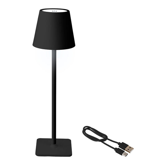 LÃ¢mpada de mesa led preta recarregÃ¡vel para uso exterior e interior 27cm_0