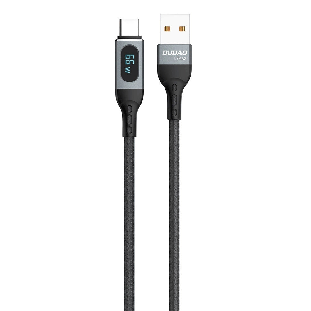 Dudao L7Max USB Cable - USB Type C Fast Charging PD 66W 1m with Display - Black_0