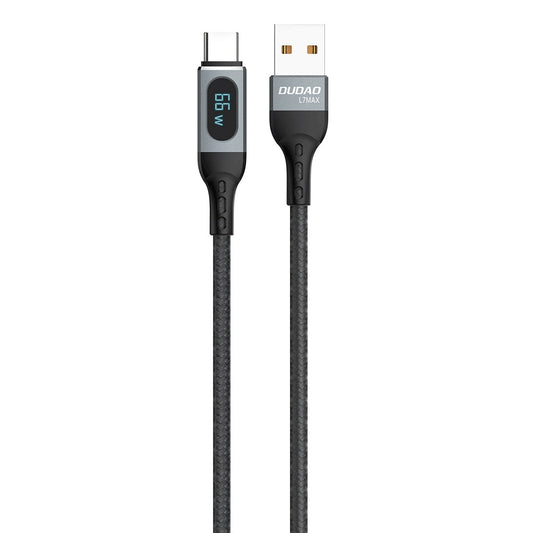 Dudao L7Max USB Cable - USB Type C Fast Charging PD 66W 1m with Display - Black_0