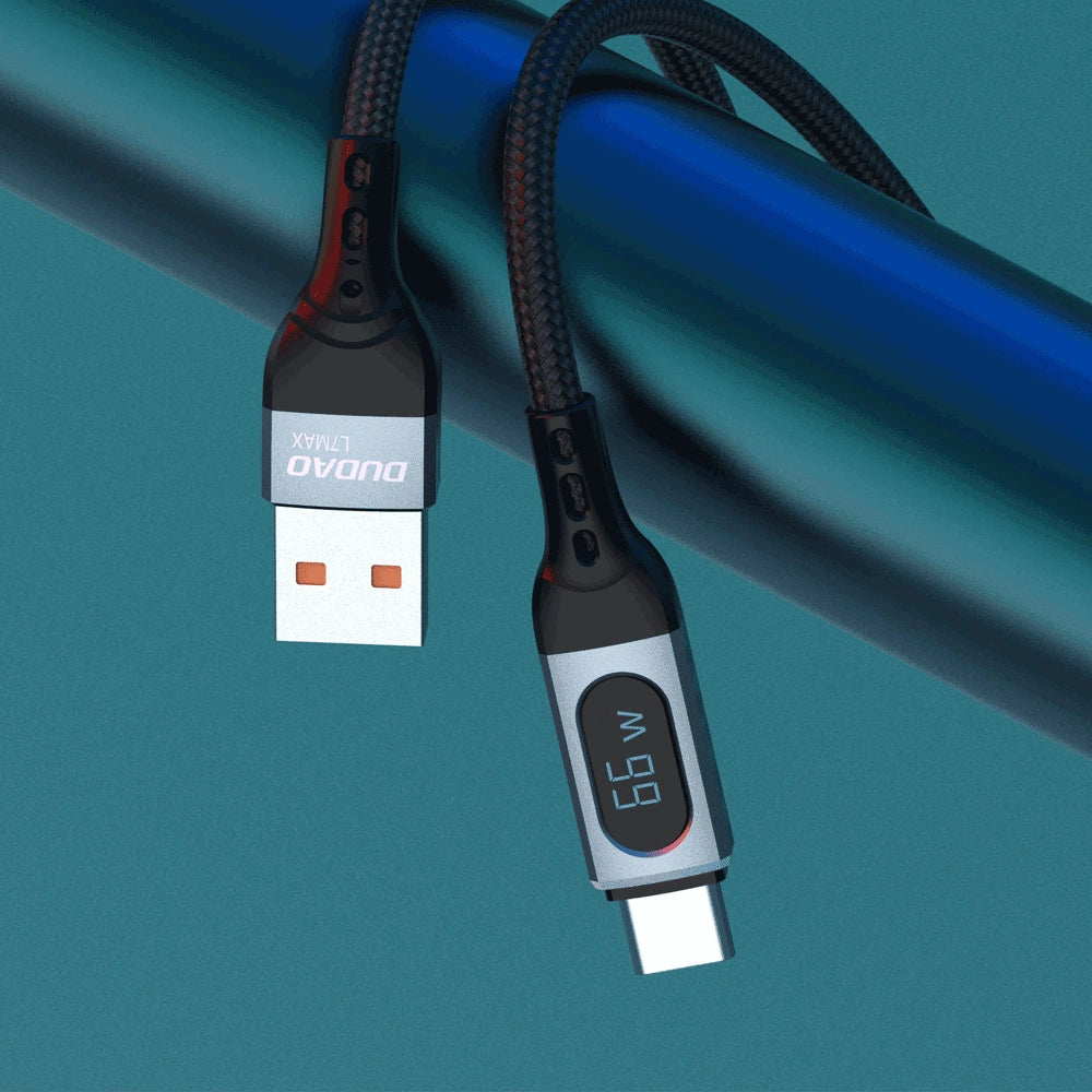Dudao L7Max USB Cable - USB Type C Fast Charging PD 66W 1m with Display - Black_2