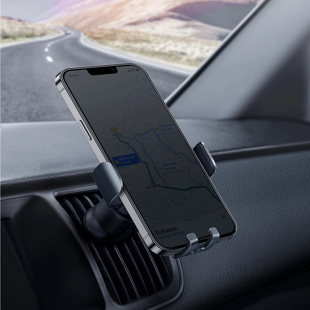 Baseus Metal Age II Gravitational Car Holder on ventilation grid (gray)_18