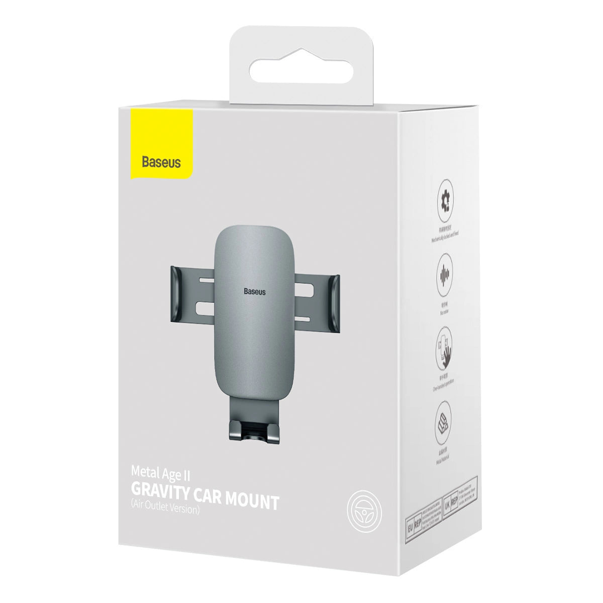 Baseus Metal Age II Gravitational Car Holder on ventilation grid (gray)_12