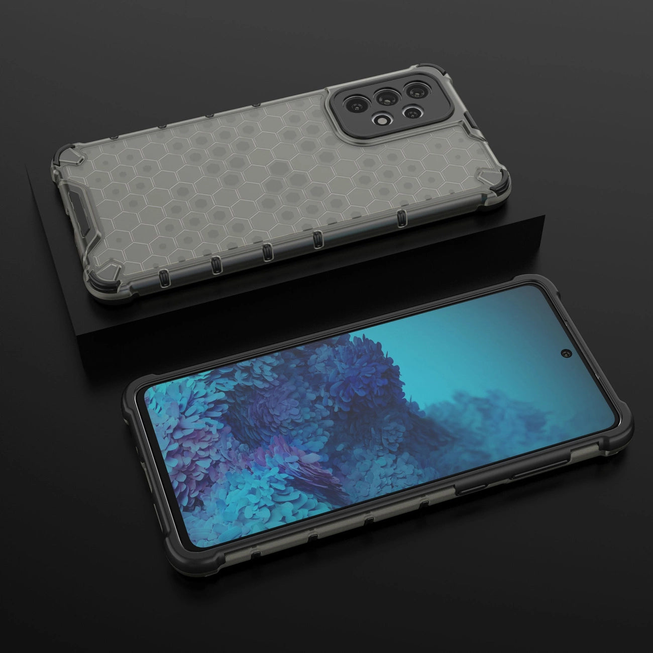 Honeycomb case armored cover with a gel frame for Samsung Galaxy A73 black_17