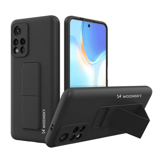 Wozinsky Kickstand Case Silicone Stand Cover for Xiaomi Redmi Note 11S / Note 11 black_0