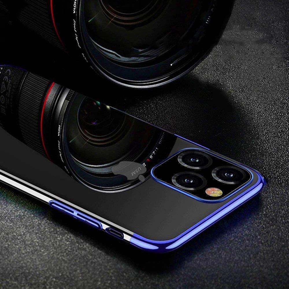 Clear Color case Gel TPU cover with a metallic frame for Xiaomi Redmi Note 11S / Note 11 blue_1
