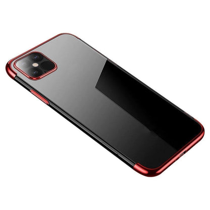 Clear Color case Gel TPU cover with a metallic frame for Xiaomi Redmi Note 11S / Note 11 red_0