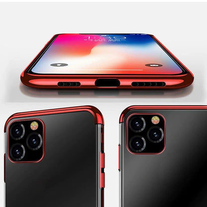 Clear Color case Gel TPU cover with a metallic frame for Xiaomi Redmi Note 11S / Note 11 red_9