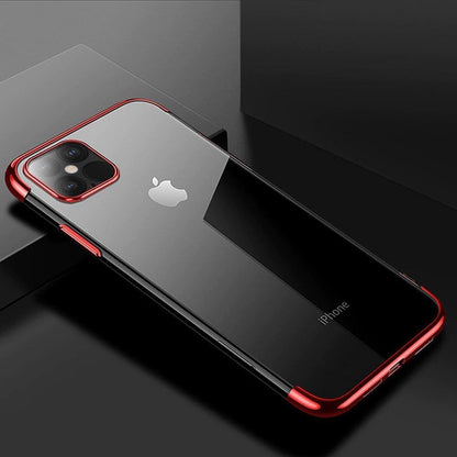 Clear Color case Gel TPU cover with a metallic frame for Xiaomi Redmi Note 11S / Note 11 red_3