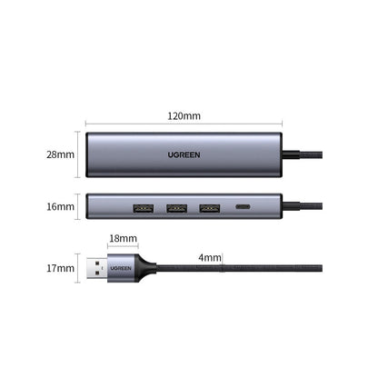Ugreen multifunctional adapter HUB USB 3.0 - 3 x USB / Ethernet RJ-45 / USB Type C PD gray (CM475)_26