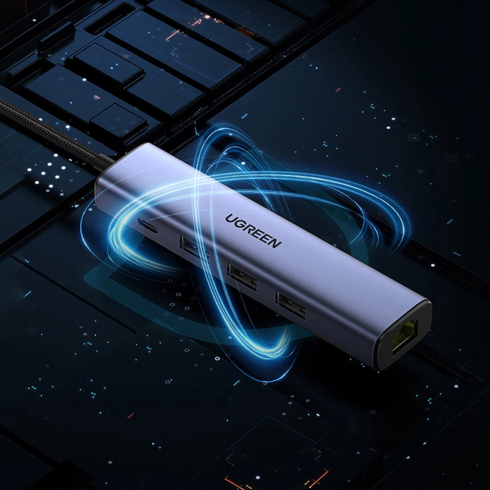 Ugreen multifunctional adapter HUB USB 3.0 - 3 x USB / Ethernet RJ-45 / USB Type C PD gray (CM475)_25