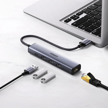 Ugreen multifunctional adapter HUB USB 3.0 - 3 x USB / Ethernet RJ-45 / USB Type C PD gray (CM475)_4