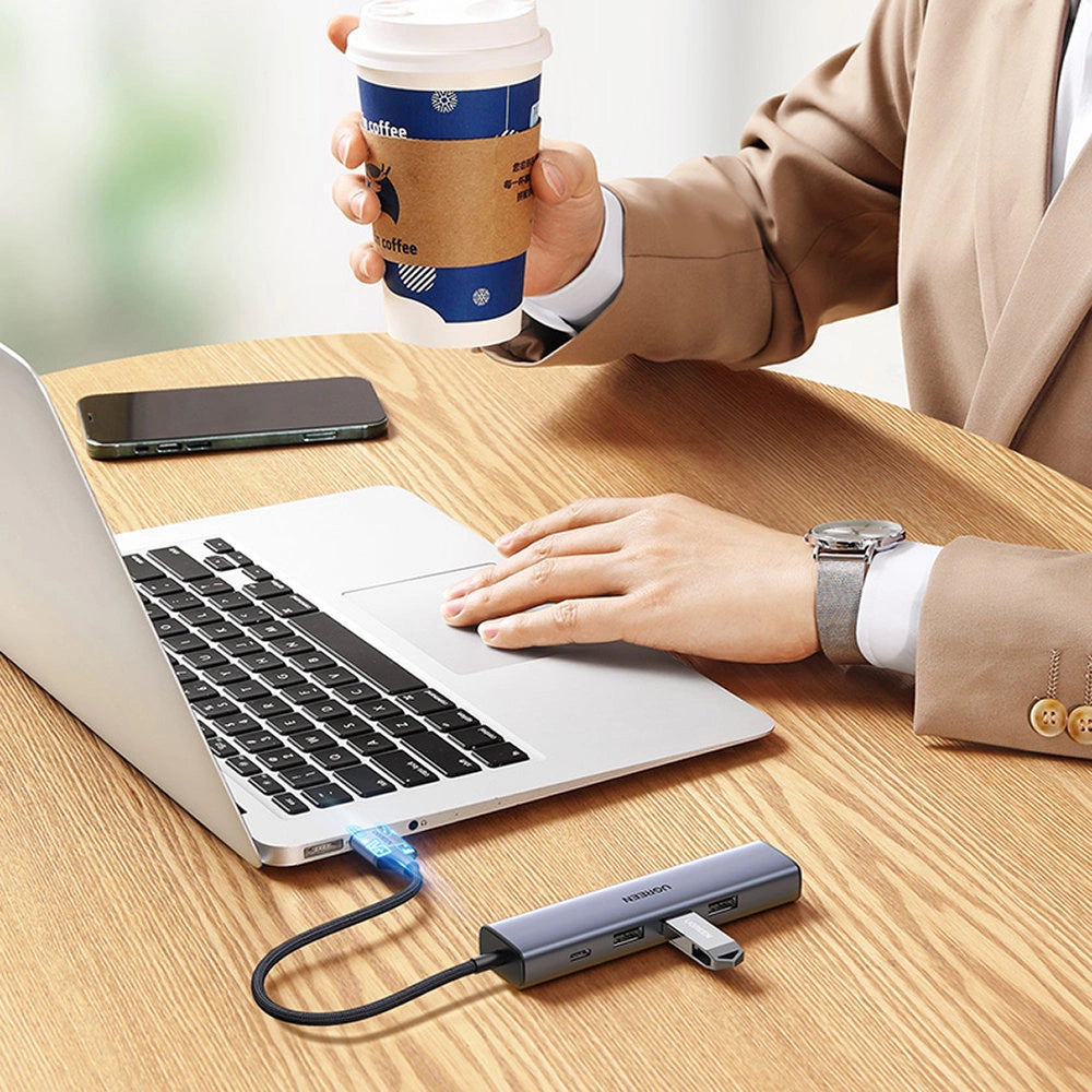 Ugreen multifunctional adapter HUB USB 3.0 - 3 x USB / Ethernet RJ-45 / USB Type C PD gray (CM475)_9
