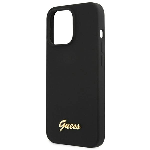 Guess GUHMP13LLSLMGBK iPhone 13 Pro / 13 6.1" black/black hardcase Silicone Script Gold Logo MagSafe_5