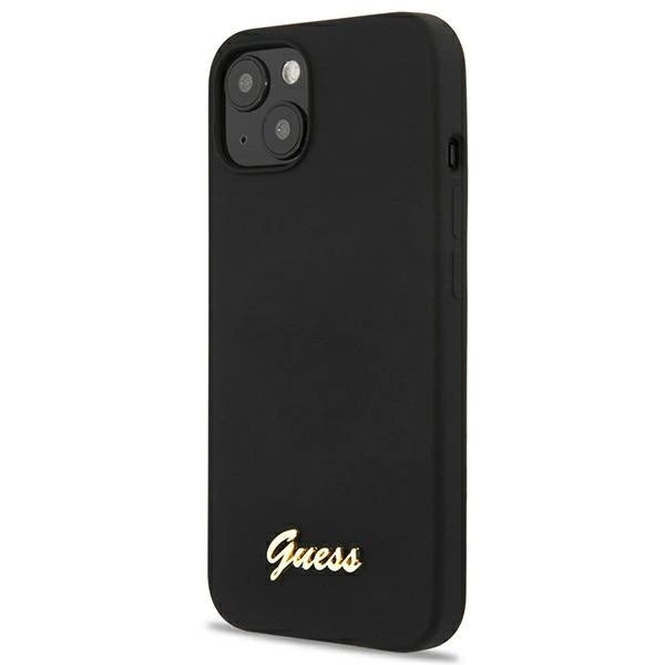 Guess GUHMP13MLSLMGBK iPhone 13 6.1" black/black hardcase Silicone Script Gold Logo Magsafe_1