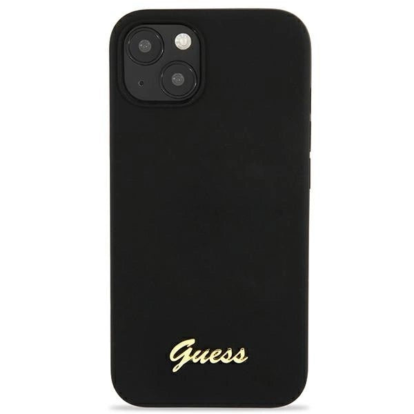 Guess GUHMP13MLSLMGBK iPhone 13 6.1" black/black hardcase Silicone Script Gold Logo Magsafe_2