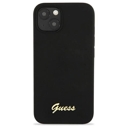 Guess GUHMP13MLSLMGBK iPhone 13 6.1" black/black hardcase Silicone Script Gold Logo Magsafe_2