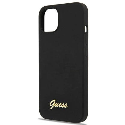 Guess GUHMP13MLSLMGBK iPhone 13 6.1" black/black hardcase Silicone Script Gold Logo Magsafe_4