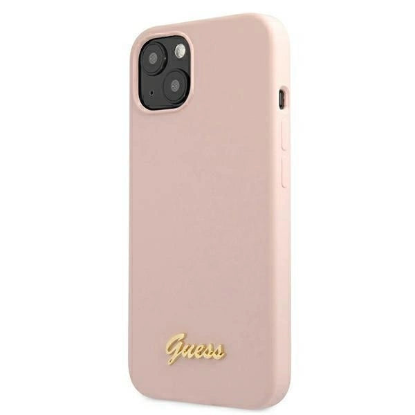 Guess GUHMP13MLSLMGLP iPhone 13 6.1" light pink/light pink hardcase Silicone Script Gold Logo Magsafe_1
