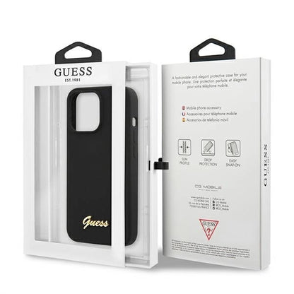 Guess GUHMP13XLSLMGBK iPhone 13 Pro Max 6.7" black/black hardcase Silicone Script Gold Logo MagSafe_7