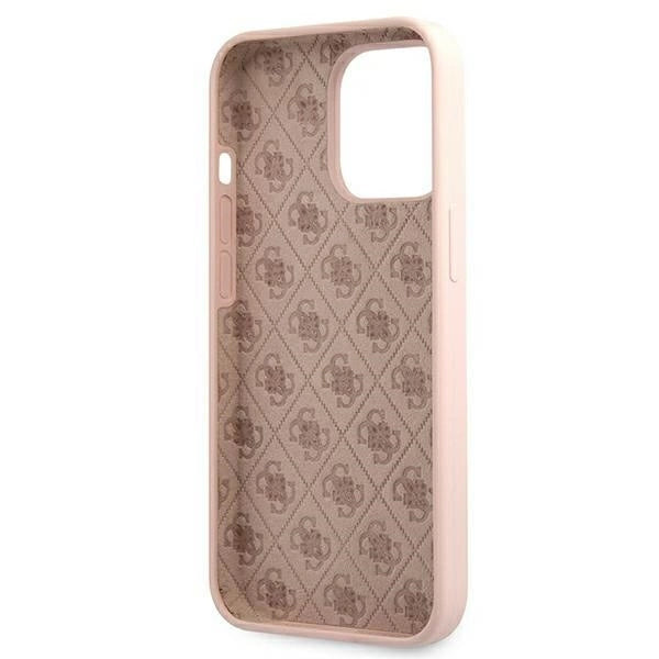 Guess GUHMP13XLSLMGLP iPhone 13 Pro Max 6.7" light pink/light pink hardcase Silicone Script Gold Logo Magsafe_6