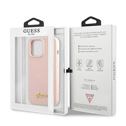 Guess GUHMP13XLSLMGLP iPhone 13 Pro Max 6.7" light pink/light pink hardcase Silicone Script Gold Logo Magsafe_7