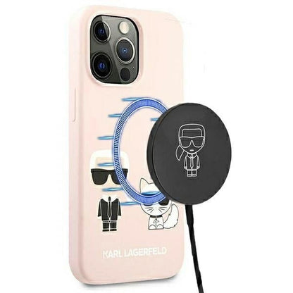 Karl Lagerfeld KLHMP13LSSKCI iPhone 13 Pro  / 13 6,1" hardcase jasnoróżowy/light pink Silicone Ikonik Karl & Choupette Magsafe_0