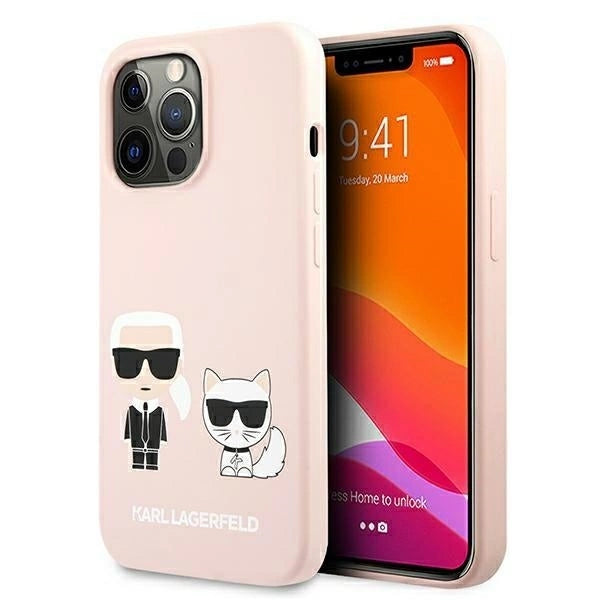 Karl Lagerfeld KLHMP13LSSKCI iPhone 13 Pro  / 13 6,1" hardcase jasnoróżowy/light pink Silicone Ikonik Karl & Choupette Magsafe_1