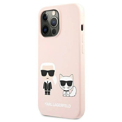 Karl Lagerfeld KLHMP13XSSKCI iPhone 13 Pro Max 6,7" hardcase jasnoróżowy/light pink Silicone Ikonik Karl & Choupette Magsafe_2