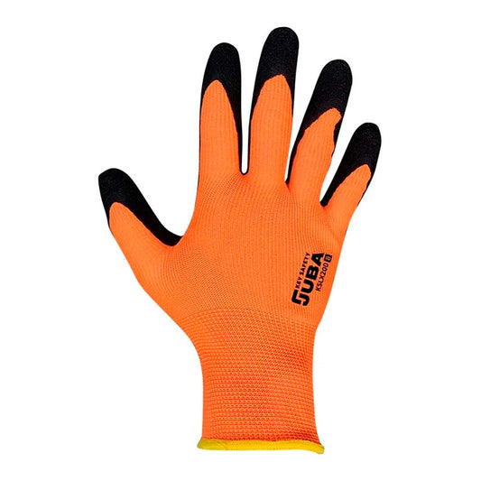Luvas de poliÃ©ster com palma em lÃ¡tex rugoso, keep safe; laranja e preta, t-10 xl_0